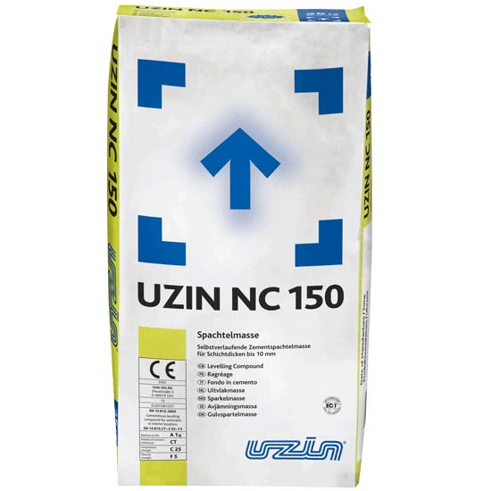 Саморастекающаяся цементная шпаклевочная масса для слоев толщиной до 10 мм. UZIN NC150 25 кг.