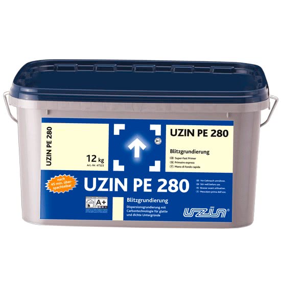 Быстросохнущая дисперсионная грунтовка с углеродистой технологией для гладких и плотных оснований UZIN PE 280 5 кг.
